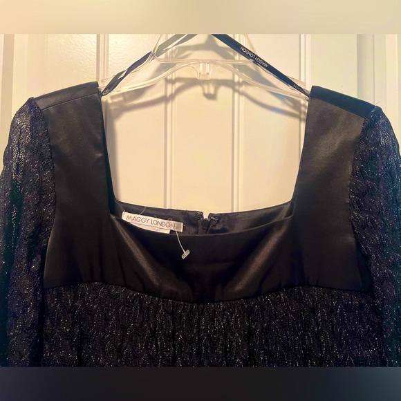 Women’s Cocktail Little Black Dress - Black with Silver Threading - Picture 4 of 7